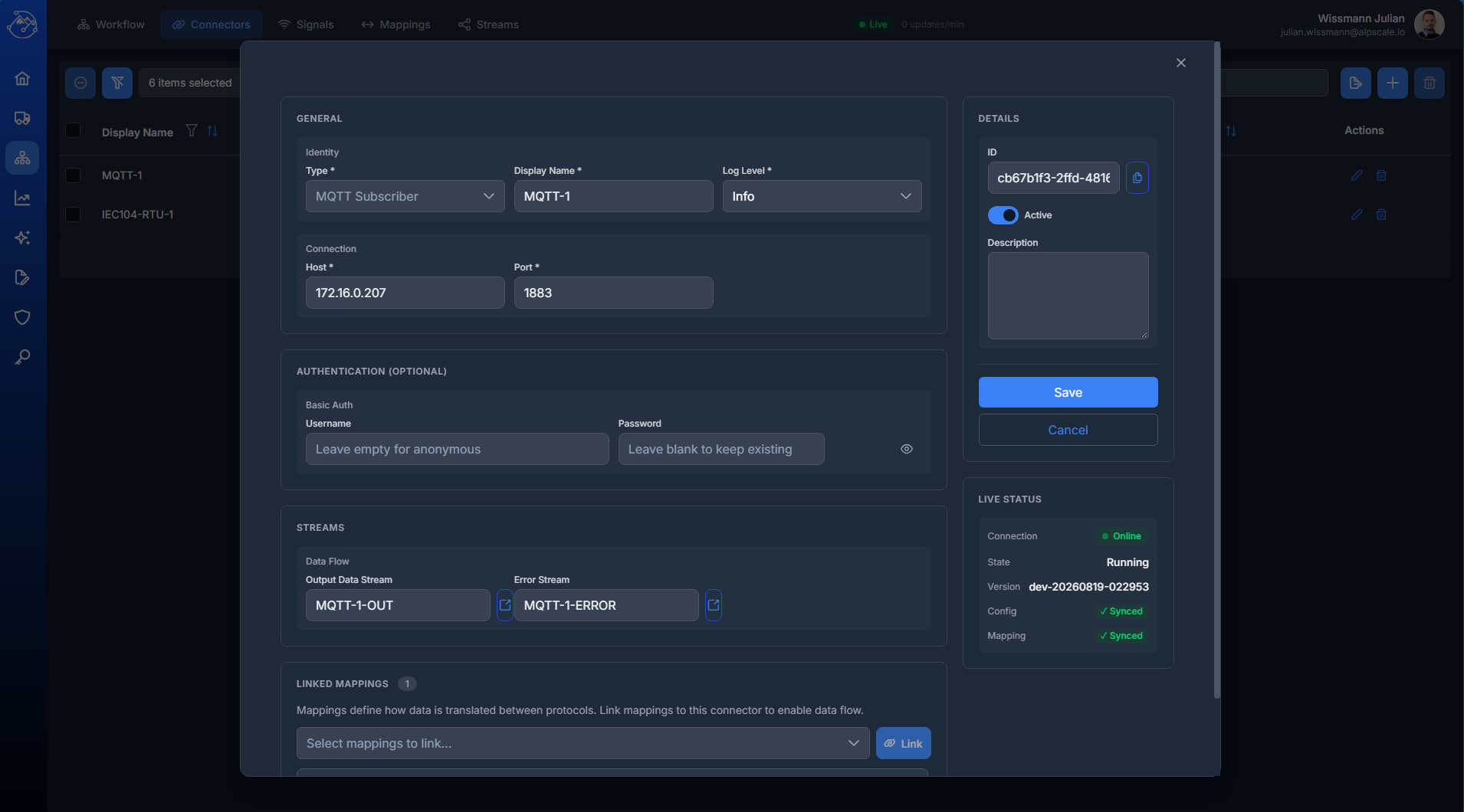 Connector Edit Form